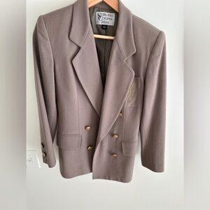 Vintage Sterling Cooper 100% Wool Tan/Gold Button Blazer Petite 2 w/Pockets